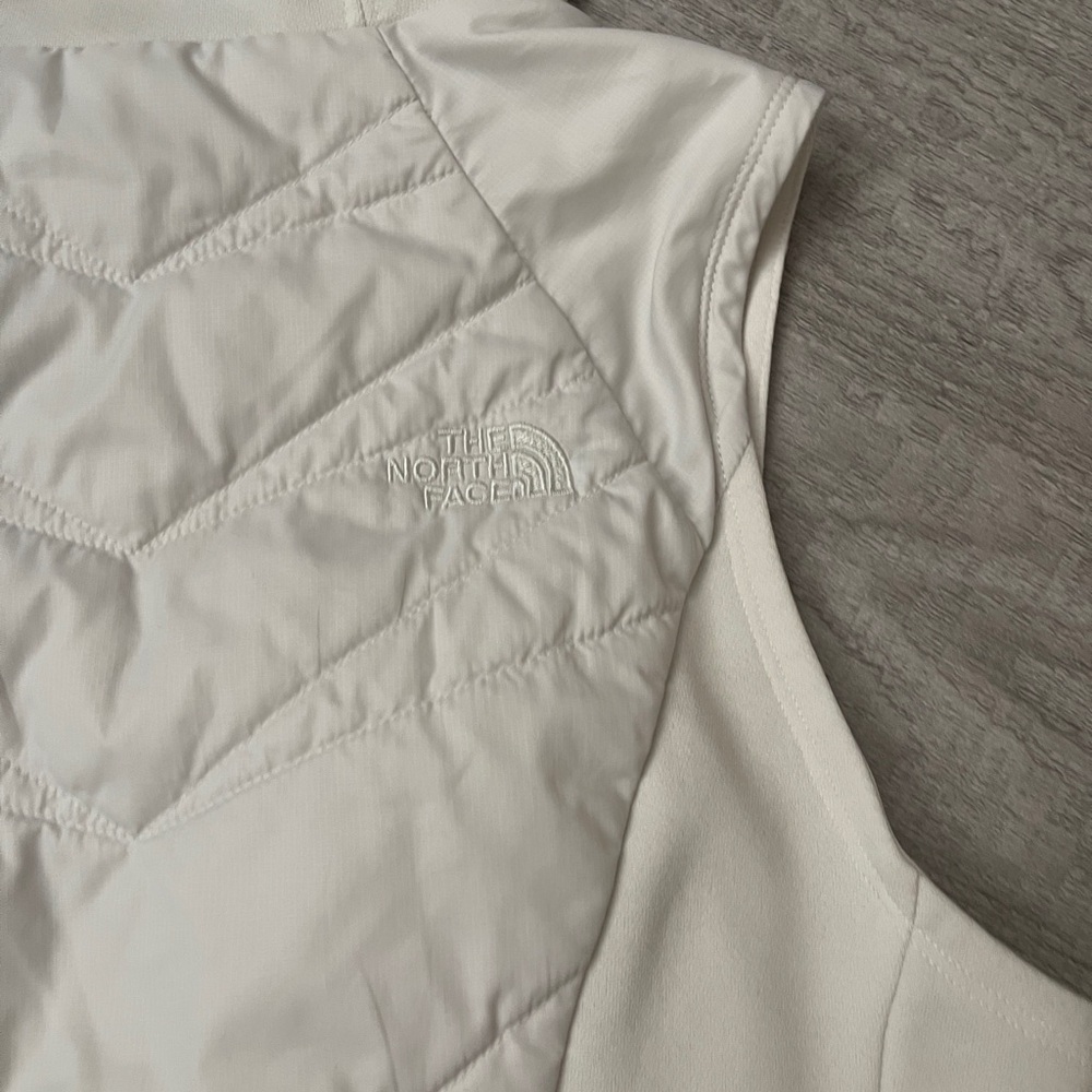 The North Face Hooded Vest Womens Size Sp white  Quilted Front Flashdry Full Zip - Picture 9 of 10